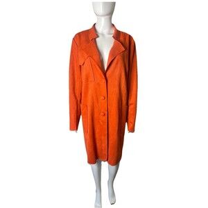 Soltaire Jacket Women’s XL 90s Retro Orange Mid Length Duster Coat